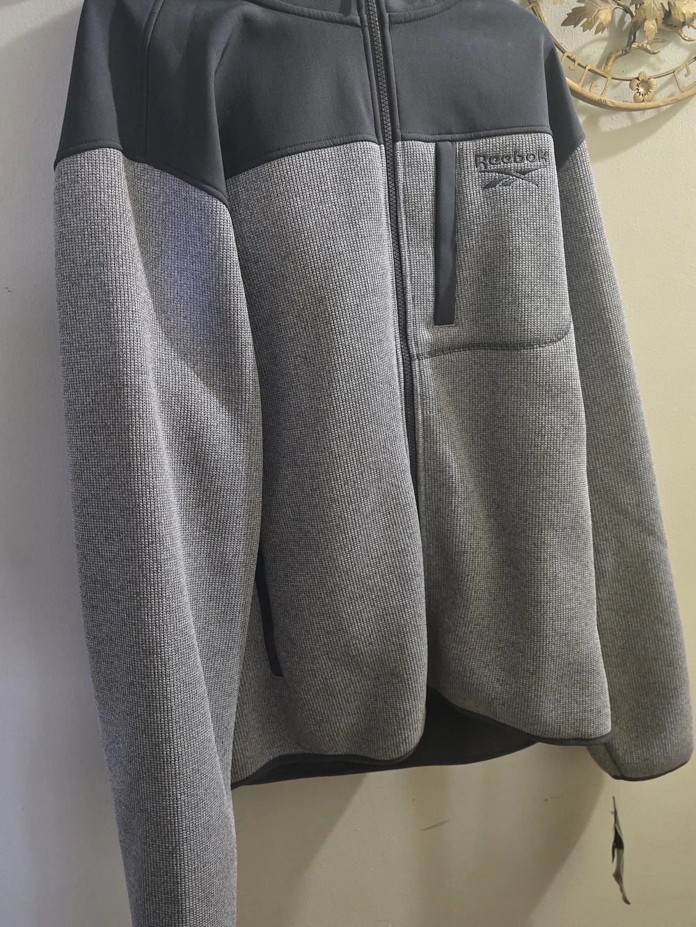 Reebok Men’s Gray Two-Tone Full Zip Jacket
